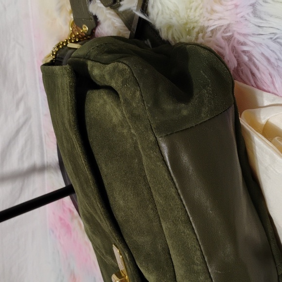 FIRM PRICE! RARE! Coach Olive Green Suede Collection Shoulder Bag/Dust Bag - Picture 9 of 16